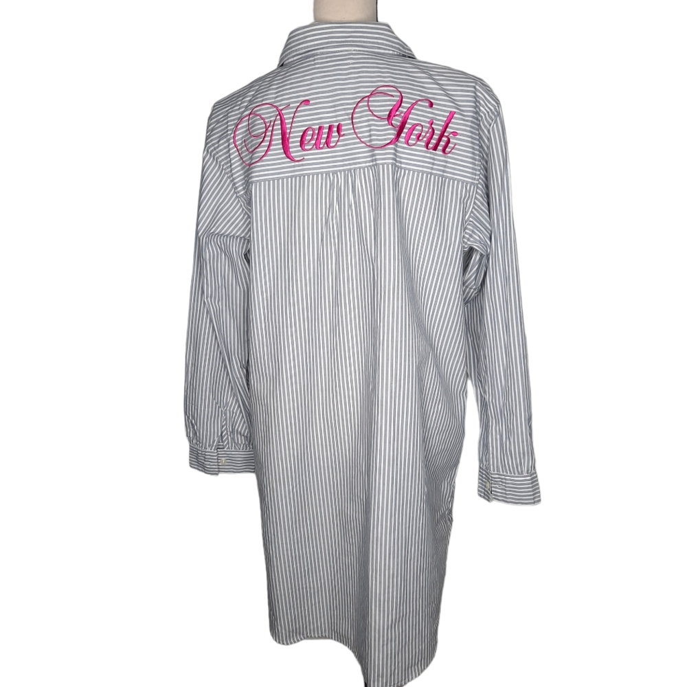 GAP Poplin Sleep Shirtdress with New York Embroidered Detail Small